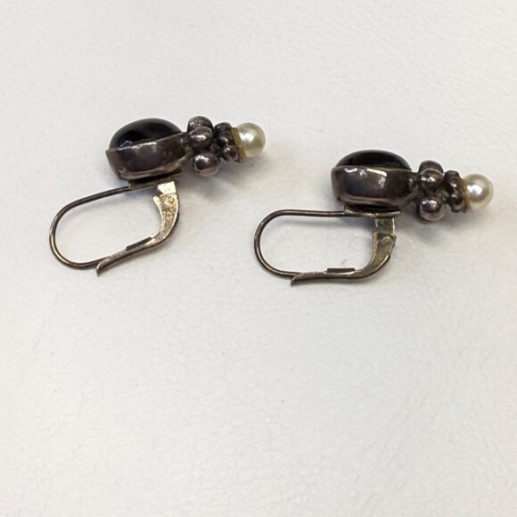Sterling Silver Onyx Earrings Marked Dangle Black‎ Whimsigoth - Picture 6 of 8